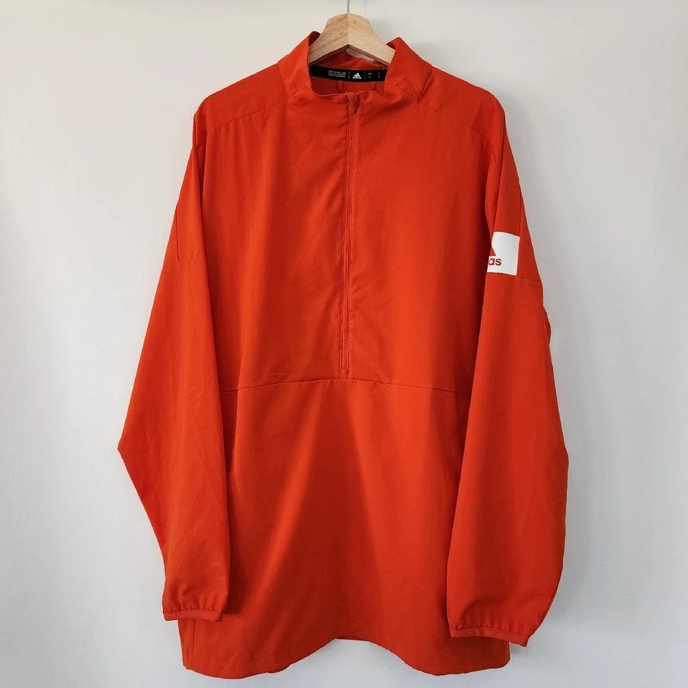Adidas orange‎ long sleeve golf windbreaker pullover 1/4 zip mens size L